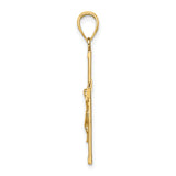 14K Polished and Textured Crucifix Charm