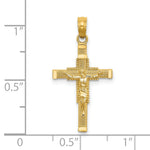 14K Beaded Accent w/ Cross Behind Crucifix Charm