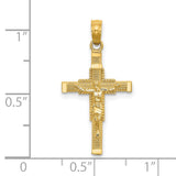 14K Beaded Accent w/ Cross Behind Crucifix Charm