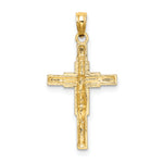14K Beaded Accent w/ Cross Behind Crucifix Charm