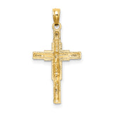 14K Beaded Accent w/ Cross Behind Crucifix Charm