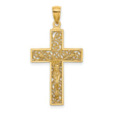 14K Textured Swirl Design Crucifix Charm