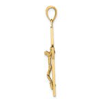 14K Textured Swirl Design Crucifix Charm