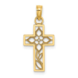 14K Flower In Cross Charm