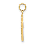 14K Cut-Out Heart Design Cross Charm