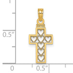 14K Cut-Out Heart Design Cross Charm