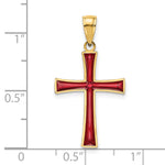 14K Red Enameled Cross Charm