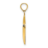 14K Blue Enameled Tapered Cross Charm
