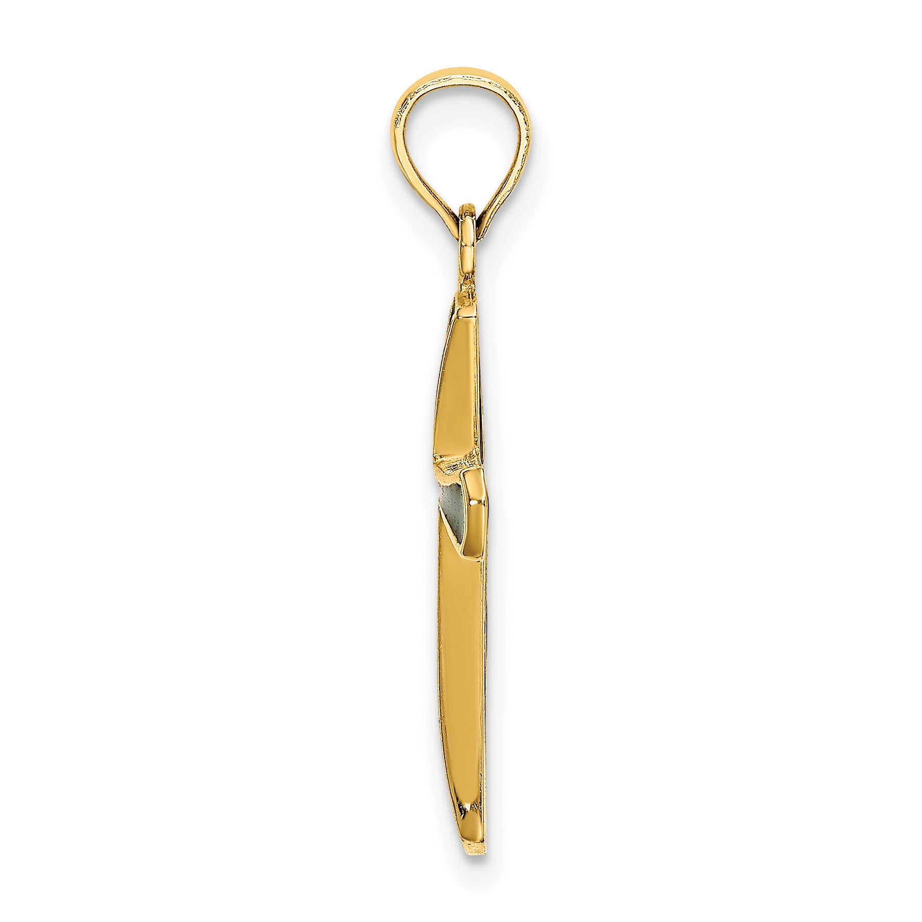 14K Green Enameled Tapered Cross Charm