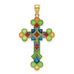 14K Multi Color Enameled Cross Charm