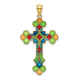 14K Multi Color Enameled Cross Charm