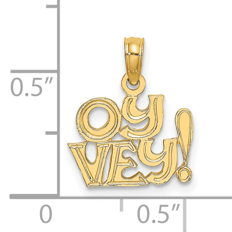 14K Polished and Engraved OY VEY Charm