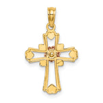 14K Two-tone w/White Rhodium Cross w/Flower and Heart Charm