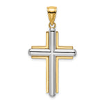 14K Two-tone Beveled Cross Charm