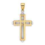 14K Two-tone Beveled Cross Charm