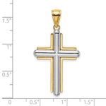 14K Two-tone Beveled Cross Charm