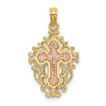 14k Two Tone w/ Lace Trim Crucifix Charm