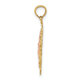 14k Two Tone w/ Lace Trim Crucifix Charm