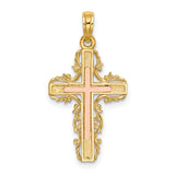 14K Two-Tone w/ Lace Trim Cross Charm