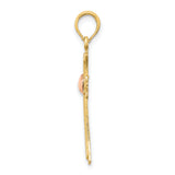 14k Two-Tone Textured Cross w/ Heart Charm