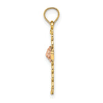 14k Two-Tone Twisted Cross w/ Flower Charm