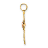 14k Two-Tone Cross w/ Heart Charm