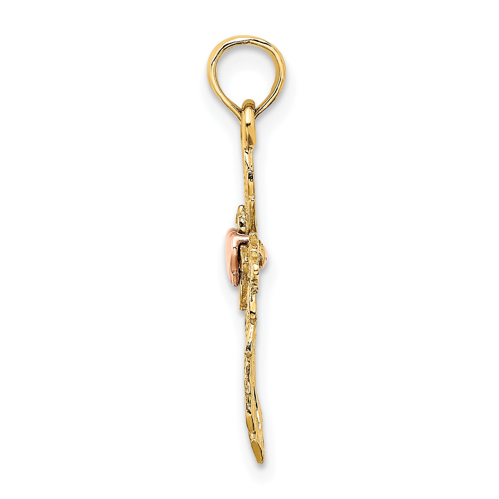 14k Two-Tone Cross w/ Heart Charm