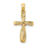 14k Two-Tone Twisted Cross w/ Flower Charm