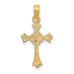 14k Two-Tone Cross w/ Flower Charm