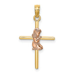 14K Two-Tone 2-D Girl On Cross Charm