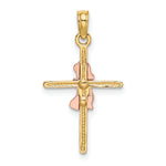 14K Two-Tone 2-D Girl On Cross Charm