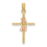 14K Two-Tone 2-D Girl On Cross Charm