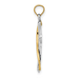 14K w/Rhodium Cross w/Drape Charm