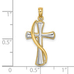 14K w/Rhodium Cross w/Drape Charm