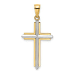 14K Two-tone Polished Cross Charm