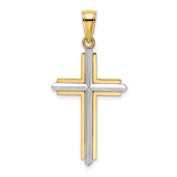 14K Two-tone Polished Cross Charm