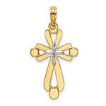 14K W/ Rhodium Polished Fancy Cross Charm