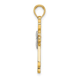 14K W/ Rhodium Polished Fancy Cross Charm