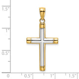 14K W/ Rhodium Polished Tubular Cross Charm
