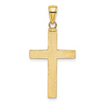 14K W/ Rhodium Polished Tubular Cross Charm