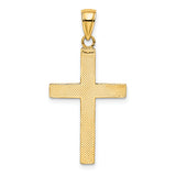 14K W/ Rhodium Polished Tubular Cross Charm