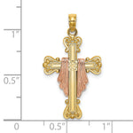 14k Two-Tone Cross w/ Drape Charm