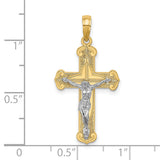 14K Two-tone Engraved Crucifix Charm