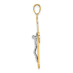14K Two-tone Engraved Crucifix Charm