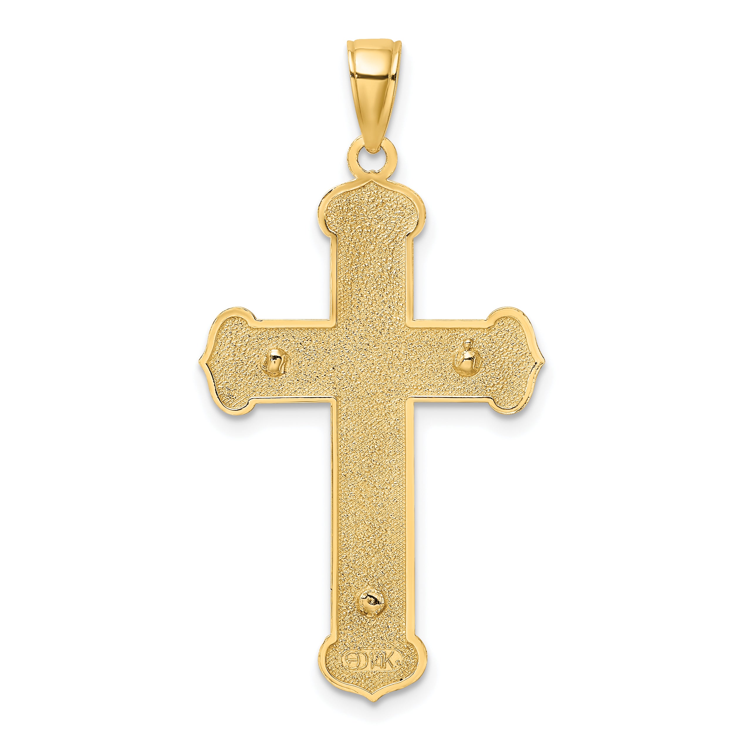 14K Two-tone Engraved Crucifix Charm