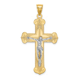 14K Two-tone Engraved Crucifix Charm