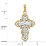 14K W/ Rhodium Lace Trim Cross Charm
