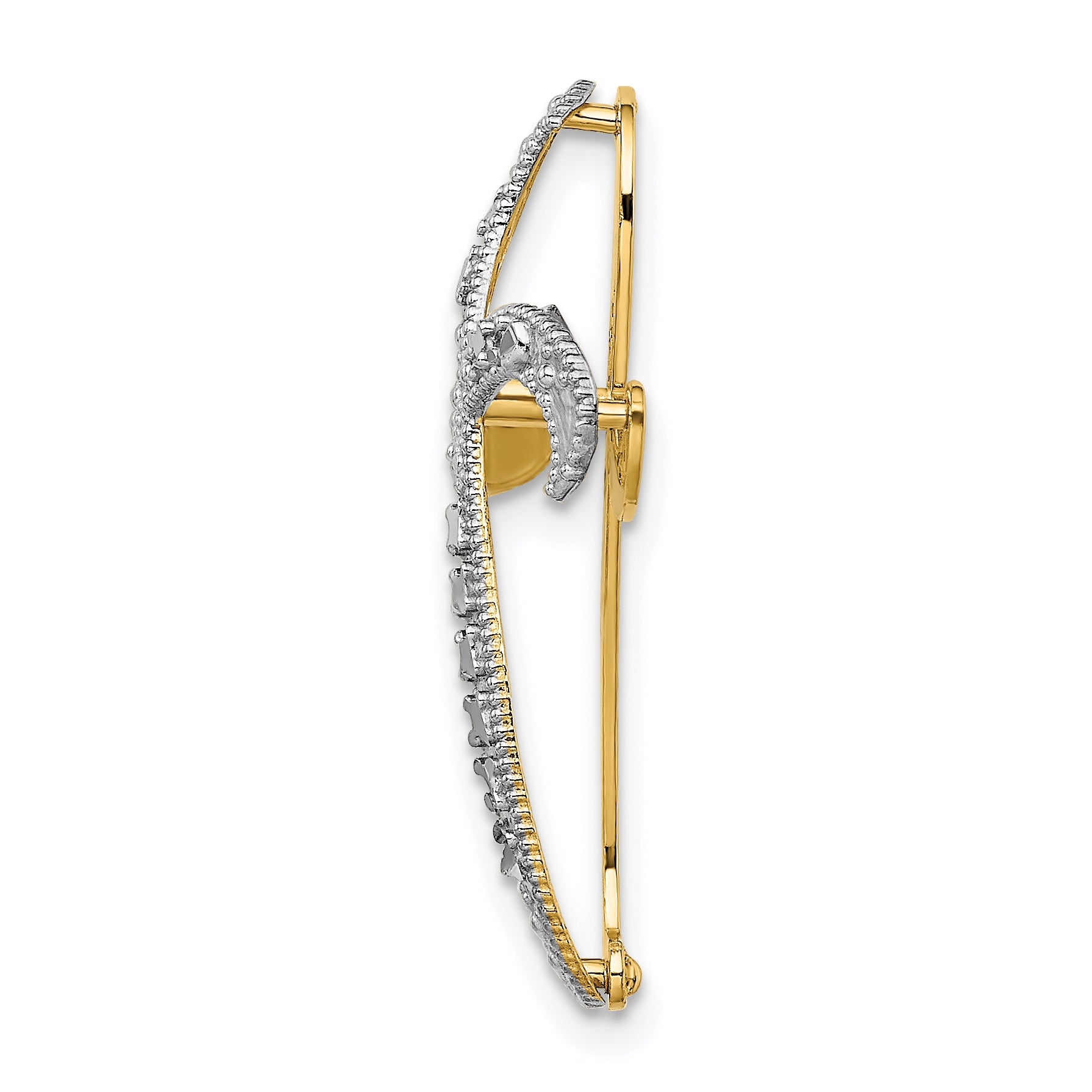 14K w/Rhodium Diamond-Cut Twisted Cross Charm