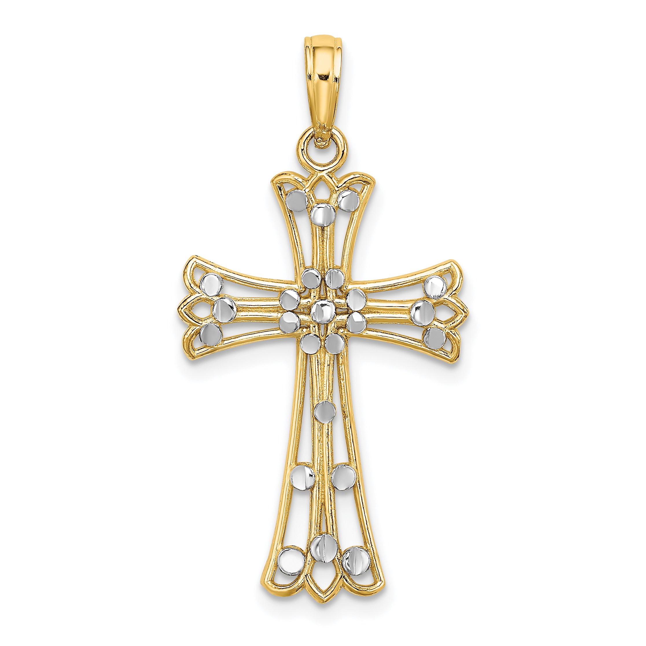 14K w/Rhodium D/C Cross Charm