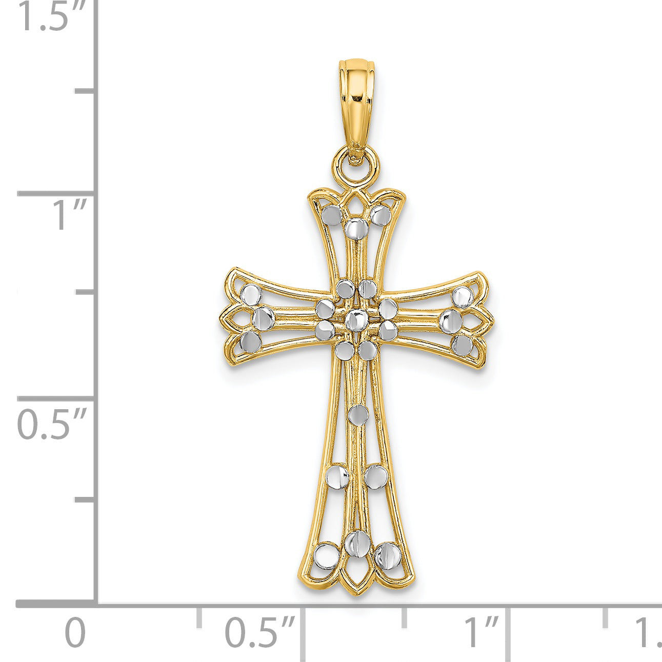 14K w/Rhodium D/C Cross Charm